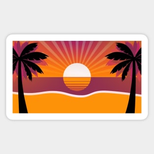 Retrowave Sunset Beach Sticker